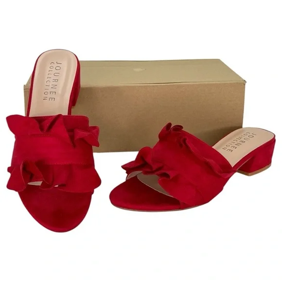 Journee Collection Sabica Red Microfiber Womens Sandals Size 6M - Picture 13 of 13